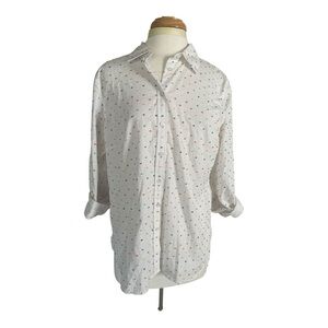 Talbots White Blouse with Colorful Dots